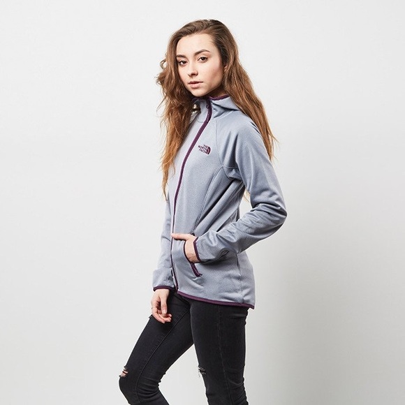 The North Face Softshell Fleece in Gray with Purple Detail - Picture 2 of 16